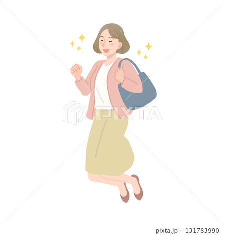 ジャンプをして喜ぶ女性社員 ジャンプをして喜ぶ女性社員 131783990