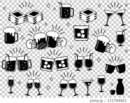 用酒精敬酒的插圖集，單色 131784061