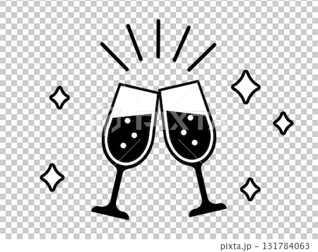 シャンパンで乾杯　モノトーン 131784063