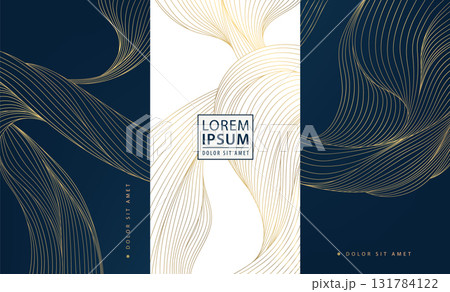 Luxury abstract vector backgrounds, golden wave lines, marble textures, elegant geometric frames, royal modern style. Premium packaging, wine or perfume labels, wedding cards 131784122