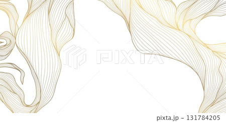 Elegant floral vector background, golden line art leaves, palm branches, delicate botanical patterns, nature, Japanese design. Luxury spa cards, summer wallpapers, wedding templates. Elegant floral vector background, golden line art leaves, palm branches, delicate botanical patterns, nature, Japanese design. Luxury spa cards, summer wallpapers, wedding templates. 131784205