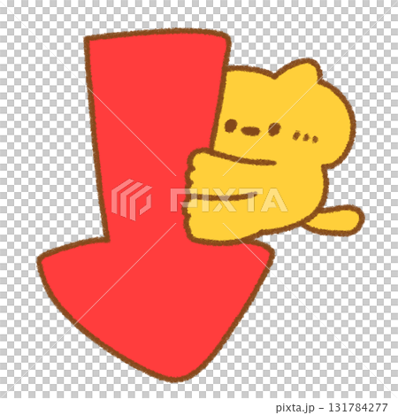 Cute cat illustration riding on a down arrow Cute cat illustration riding on a down arrow 131784277
