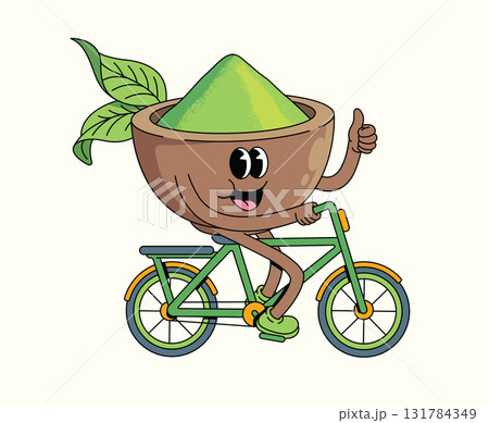 matcha bicycle groovy cartoon illustration matcha bicycle groovy cartoon illustration 131784349