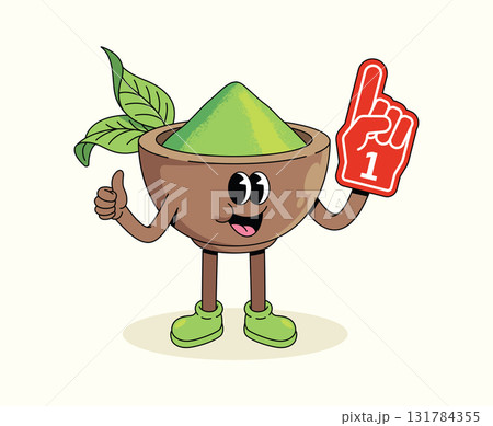 matcha foam hand groovy cartoon illustration matcha foam hand groovy cartoon illustration 131784355