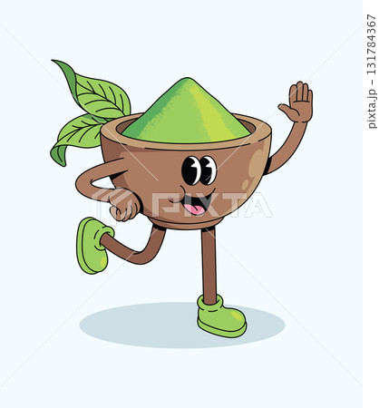 matcha walk groovy cartoon illustration matcha walk groovy cartoon illustration 131784367