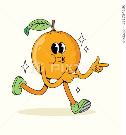 orange energetic walk groovy cartoon illustration 131784536