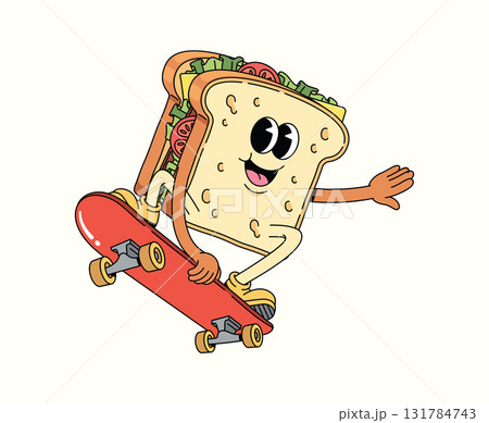 sandwich style skateboard groovy cartoon illustration sandwich style skateboard groovy cartoon illustration 131784743