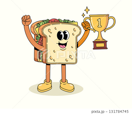 sandwich trophy groovy cartoon illustration sandwich trophy groovy cartoon illustration 131784745