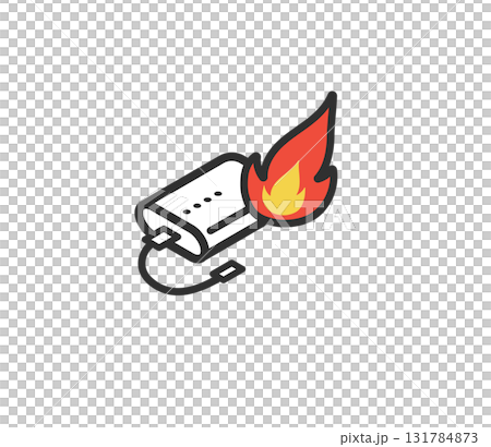 Mobile battery fire accident icon illustration Mobile battery fire accident icon illustration 131784873