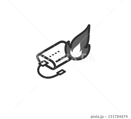 モバイルバッテリー 発火事故のアイコンイラスト モバイルバッテリー 発火事故のアイコンイラスト 131784874