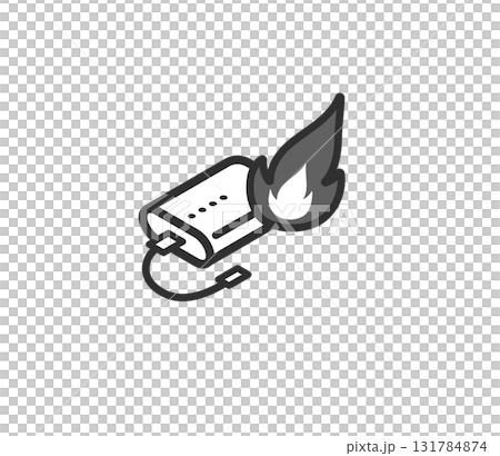 モバイルバッテリー 発火事故のアイコンイラスト モバイルバッテリー 発火事故のアイコンイラスト 131784874