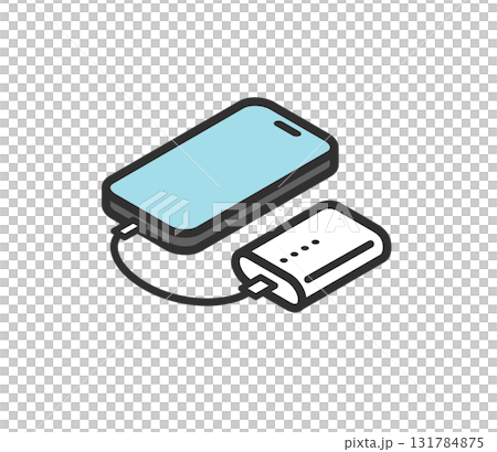 充電中のモバイルバッテリーと携帯のアイコンイラスト 131784875