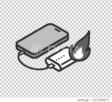 充電移動電池和手機火災事故圖示說明 131784877