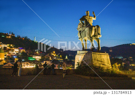 View on Old Town and Metekhi old church in Tbilisiu 131784913