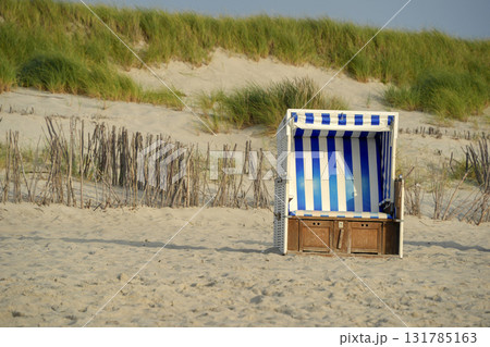 sylt blue and white stripes sunbed on the beach sylt blue and white stripes sunbed on the beach 131785163