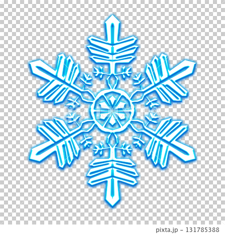 Blue glowing snowflake illustration on transparent background 131785388