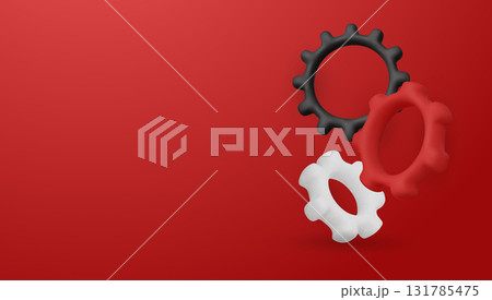 Modern 3D cogwheels concept, representing machinery, automation, workflow optimization, teamwork, productivity, and industrial technology 131785475