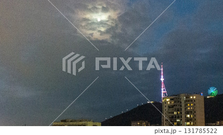 Part of park Mziuri  AND Vake district in Tbilisi and TV Tower (view from Saburtalo 131785522