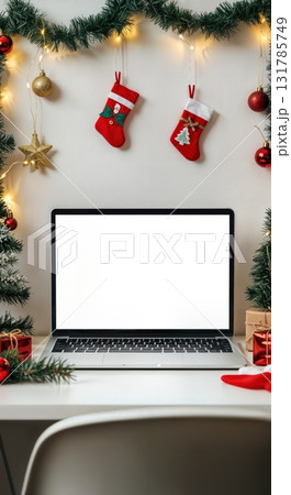 Christmas Desktop Computer Mockup with Blank...のイラスト素材 [131785749] - PIXTA