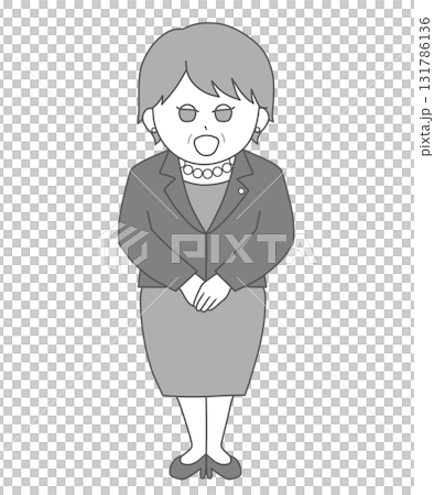 女總理微笑全身單色插圖 女總理微笑全身單色插圖 131786136