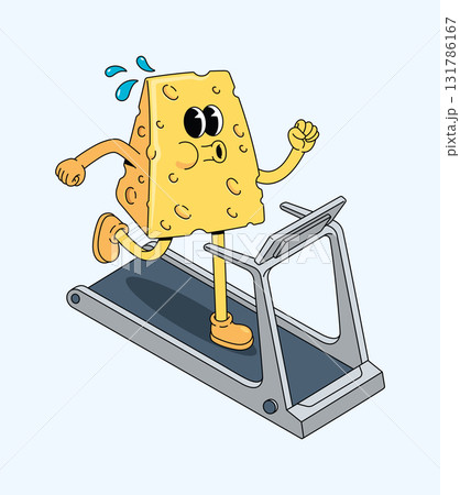 cheese treadmill groovy cartoon illustration cheese treadmill groovy cartoon illustration 131786167