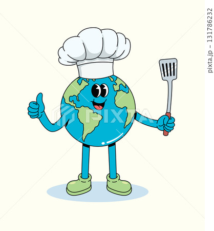 earth chef groovy cartoon illustration earth chef groovy cartoon illustration 131786232