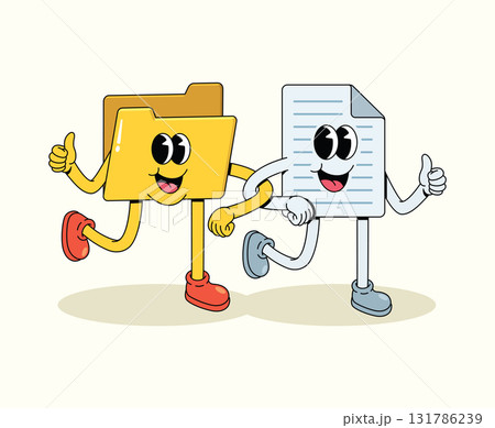 folder and file walk together groovy cartoon illustration folder and file walk together groovy cartoon illustration 131786239