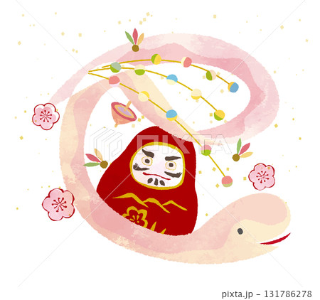 かわいいヘビとだるまさん 131786278