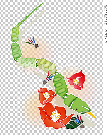 竹のヘビと椿 131786279