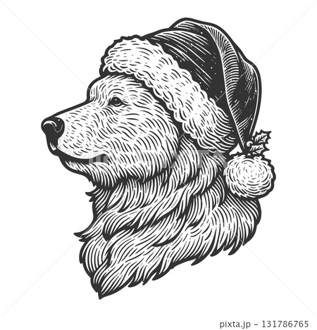 Christmas polar bear wearing Santa hat vector Christmas polar bear wearing Santa hat vector 131786765
