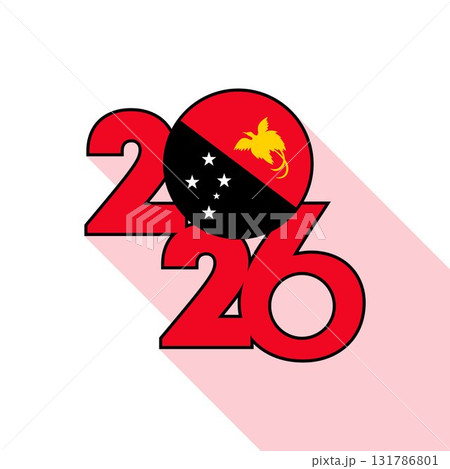 2026 Long Shadow Banner with Papua New Guinea Flag Inside. 131786801