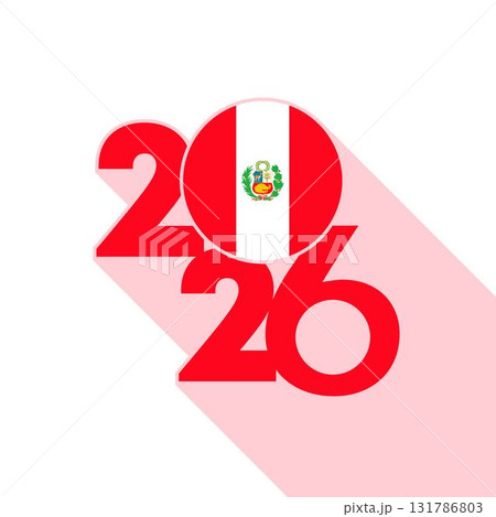 2026 Long Shadow Banner with Peru Flag Inside. 131786803