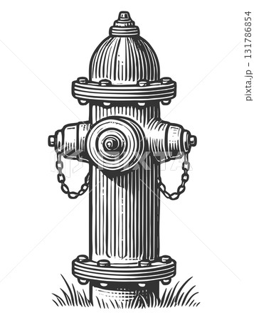 fire hydrant engraving sketch vector illustration 131786854