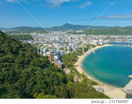 洲本市市街地の空撮 131786997