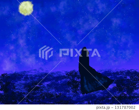 月と夜空とシルエット 131787002