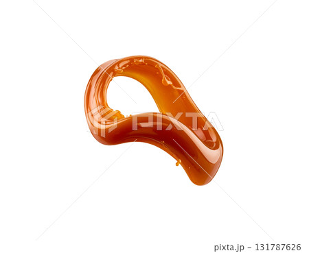 Abstract 3D illustration of liquid orange waves on white background. 131787626