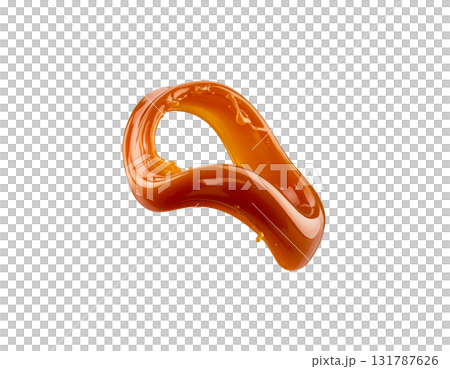 Abstract 3D illustration of liquid orange waves on white background. 131787626
