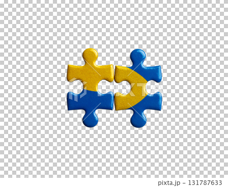 Colorful 3D puzzle pieces on white background 131787633