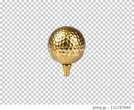 Golden golf ball ready for game on white background 131787646