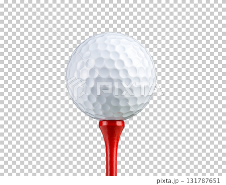 A single golf ball is placed isolated on a white background. 131787651