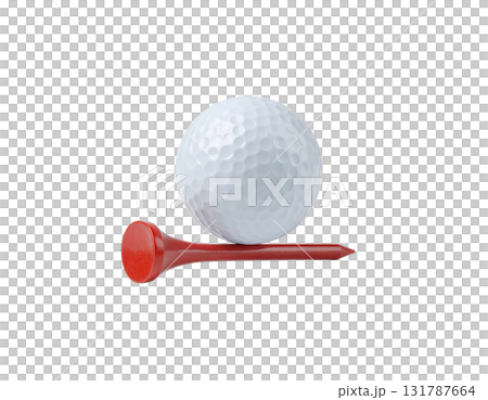 A single golf ball is placed isolated on a white background. A single golf ball is placed isolated on a white background. 131787664