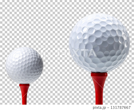 Close-up macro shot showing a colorful golf ball on a white background Close-up macro shot showing a colorful golf ball on a white background 131787667