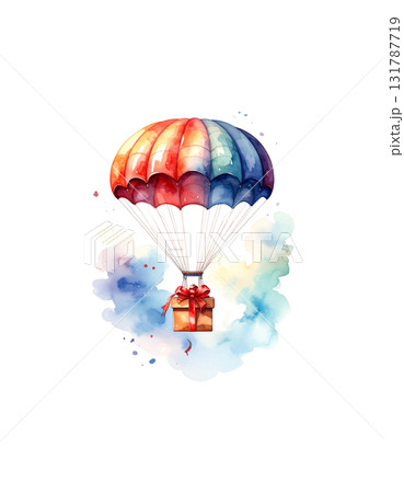 Watercolor 3D illustration of a gift box, isolated on white background. 131787719