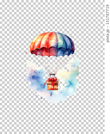 Watercolor 3D illustration of a gift box, isolated on white background. 131787719