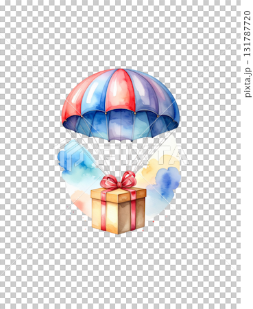 Watercolor 3D illustration of a gift box, isolated on white background. Watercolor 3D illustration of a gift box, isolated on white background. 131787720