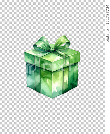 watercolor green gift box 131787734