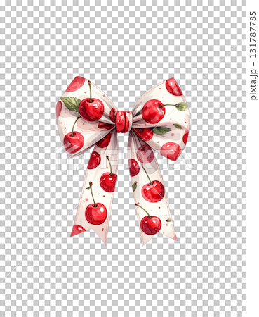 Beautiful red bow ribbon on white background 131787785