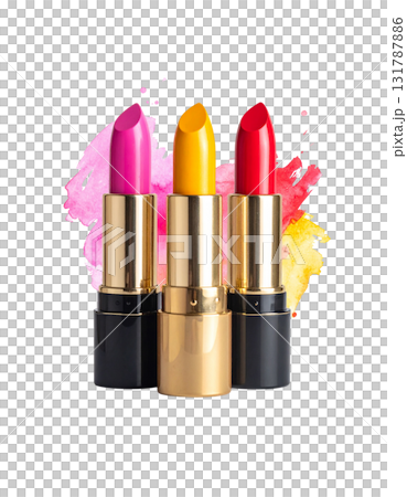 Separated lipstick sticks in bright red and pink shades on a white background. Separated lipstick sticks in bright red and pink shades on a white background. 131787886