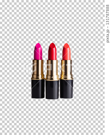 Separated lipstick sticks in bright red and pink shades on a white background. Separated lipstick sticks in bright red and pink shades on a white background. 131787888