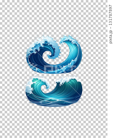 Abstract blue ocean waves swirling and water spray on white background. Abstract blue ocean waves swirling and water spray on white background. 131787897